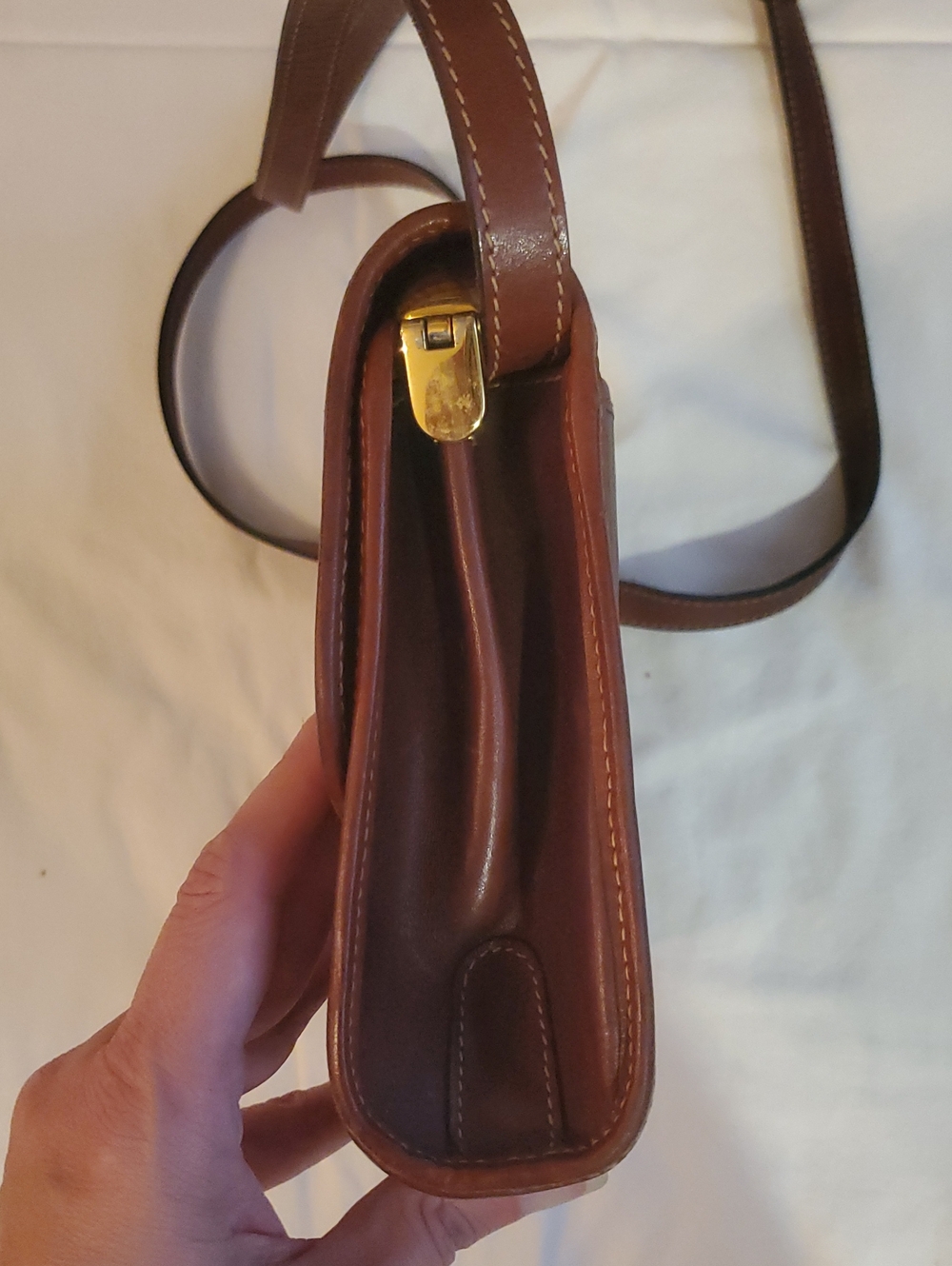 Vintage Lambardo Brown Crossbody Leather Bag - Women's Shoulder Purse - Picture 12 of 15